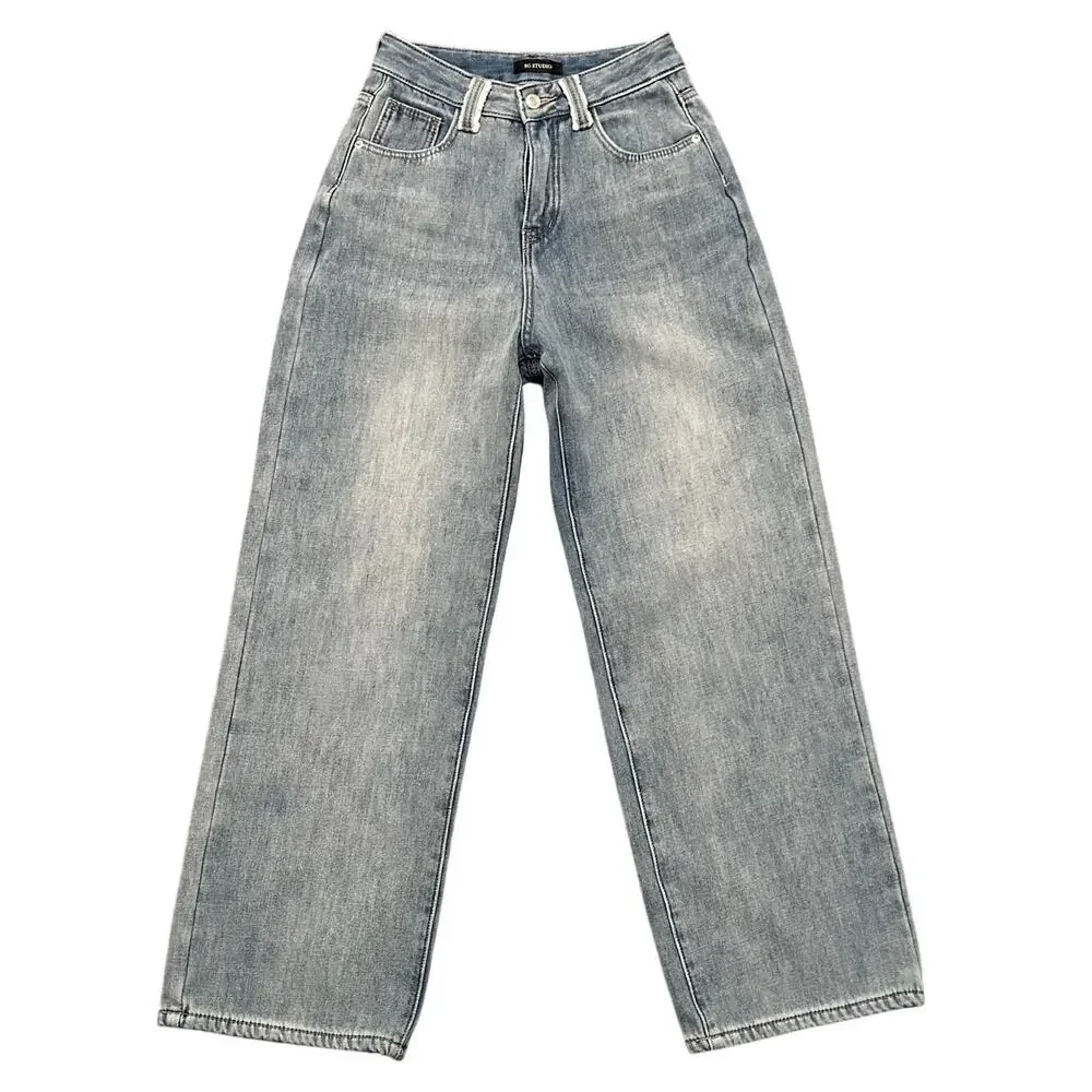 SG Studio Light Wash Wide Straight Leg Dad Jeans Size M - Picture 1 of 10